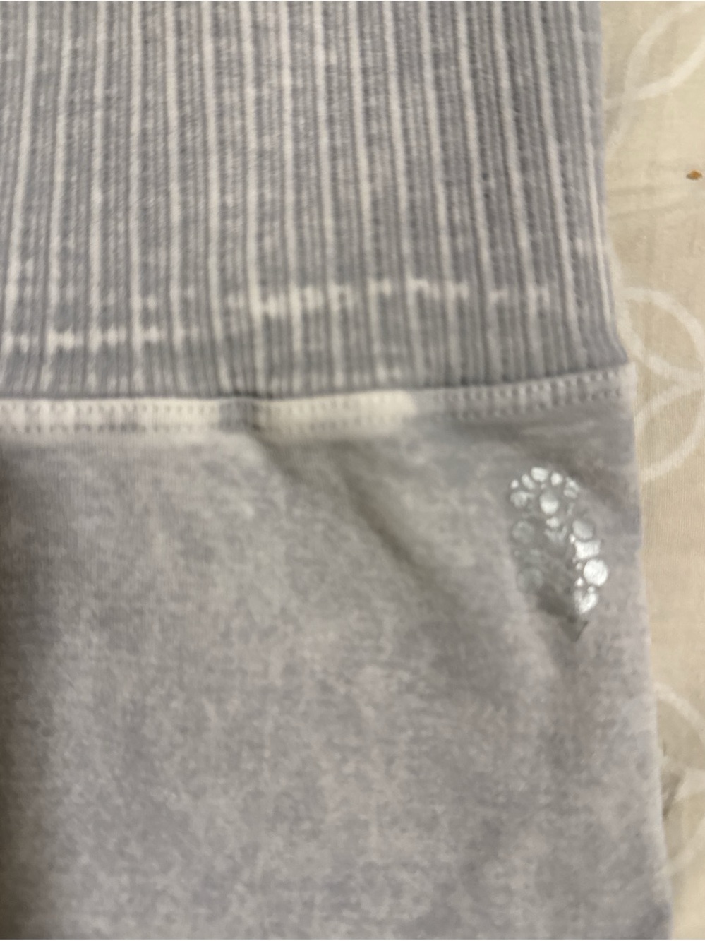FP Movement by Free People Light Gray Ribbed Waist Leggings with Metallic Logo